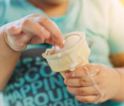 toddler eating ice cream