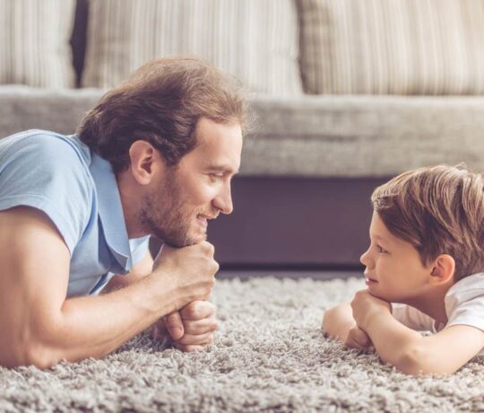 dad and son talking