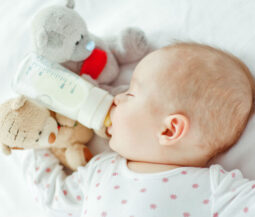 baby drinks milk