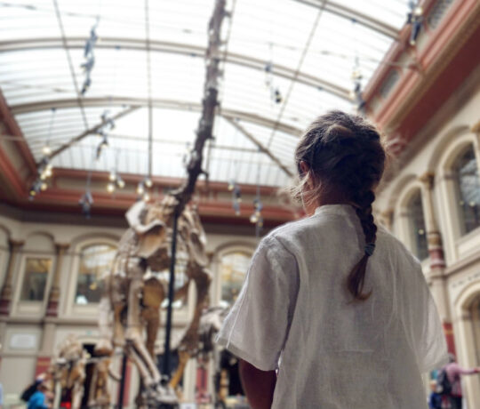 little girl inside museum