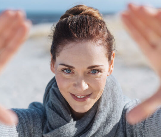 woman under the winter sun