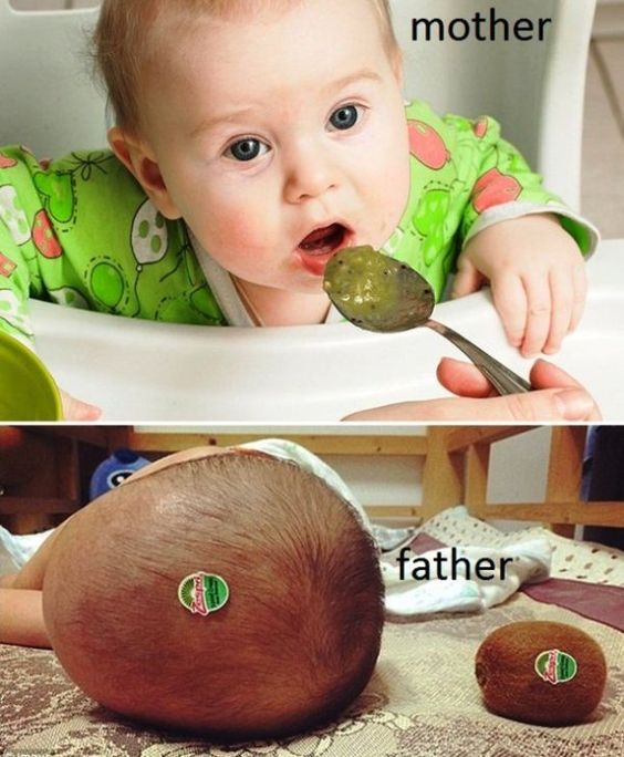 Baby and kiwi