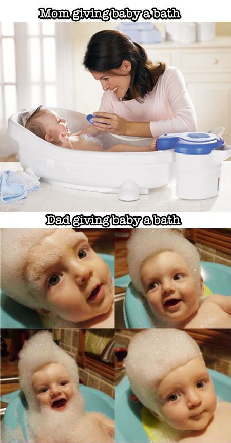 mom vs dad giving bath meme