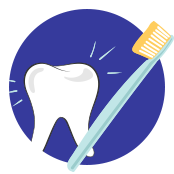 teeth with toothbrush icon