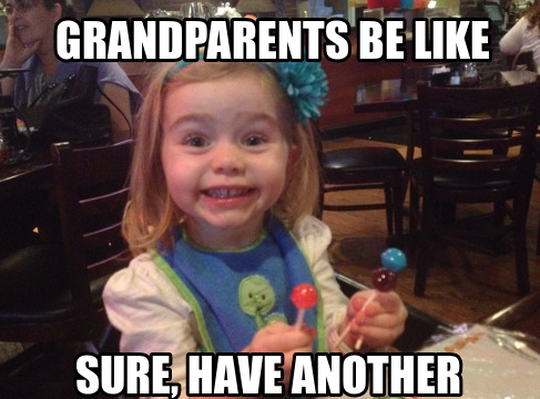 granddaughter smiling to grandparents meme