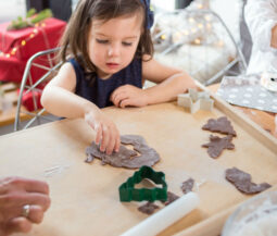 kid making xmas ornaments