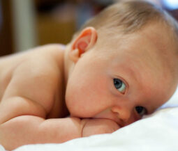 baby eating its fist