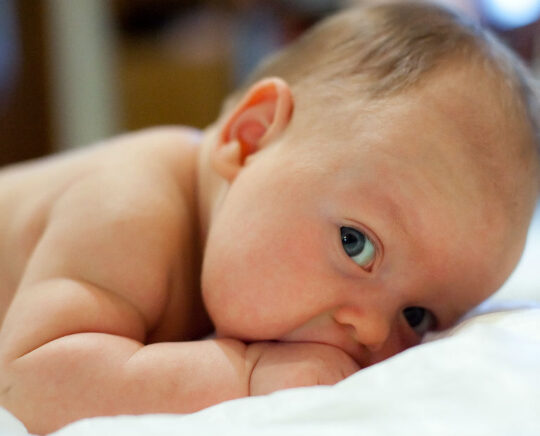 baby eating its fist