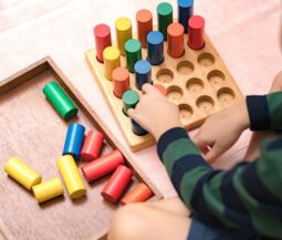 kid playing with toys