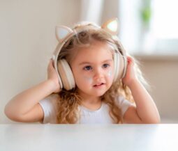 kid listening to music