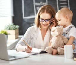 working mother with baby