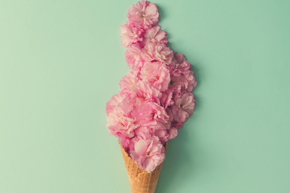 flower bouquet with waffle cone