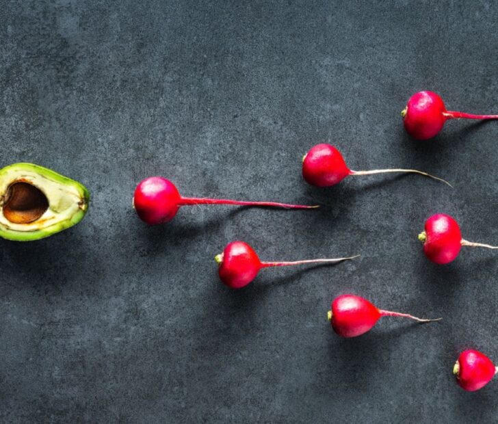 avocado and red berries