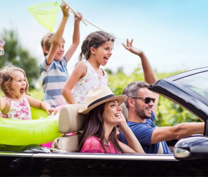 family in the car