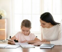 MOM AND DAUGHTER STUDYING