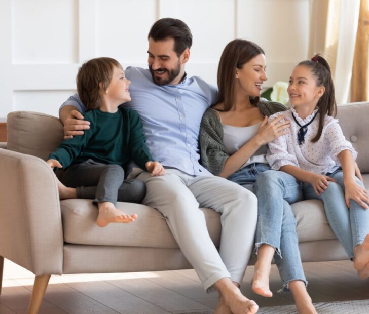 family on the couch