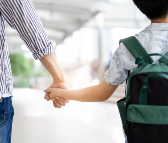 dad and son on school