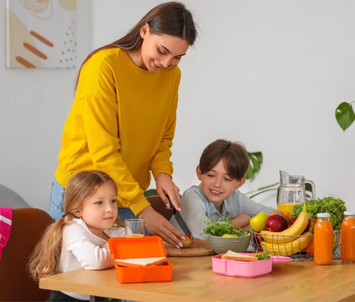 mom with kids
